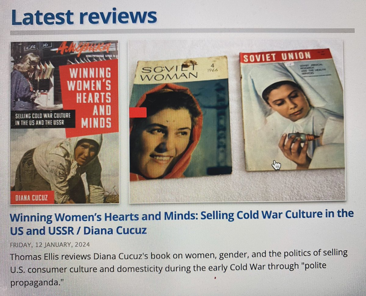 A recent review by Dr. Thomas Ellis of my book, Winning Women’s Hearts &amp; Minds, &amp; my response in <a href="/ReviewsHistory/">Reviews in History</a> <a href="/utpress/">University of Toronto Press</a> 

reviews.history.ac.uk 

#coldwar #women #ladieshomejournal #amerika #politics #propaganda #consumption #unitedstates #america #russia #sovietunion #ussr