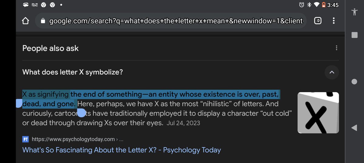 Db33Jay's tweet photo. @Montaqraph We are seeing the letter X more. Twitter/X, Space X, etc. And one of the meanings for X is the end of existence and major disaster. 🤔 https://t.co/7HdLdeqhM2
