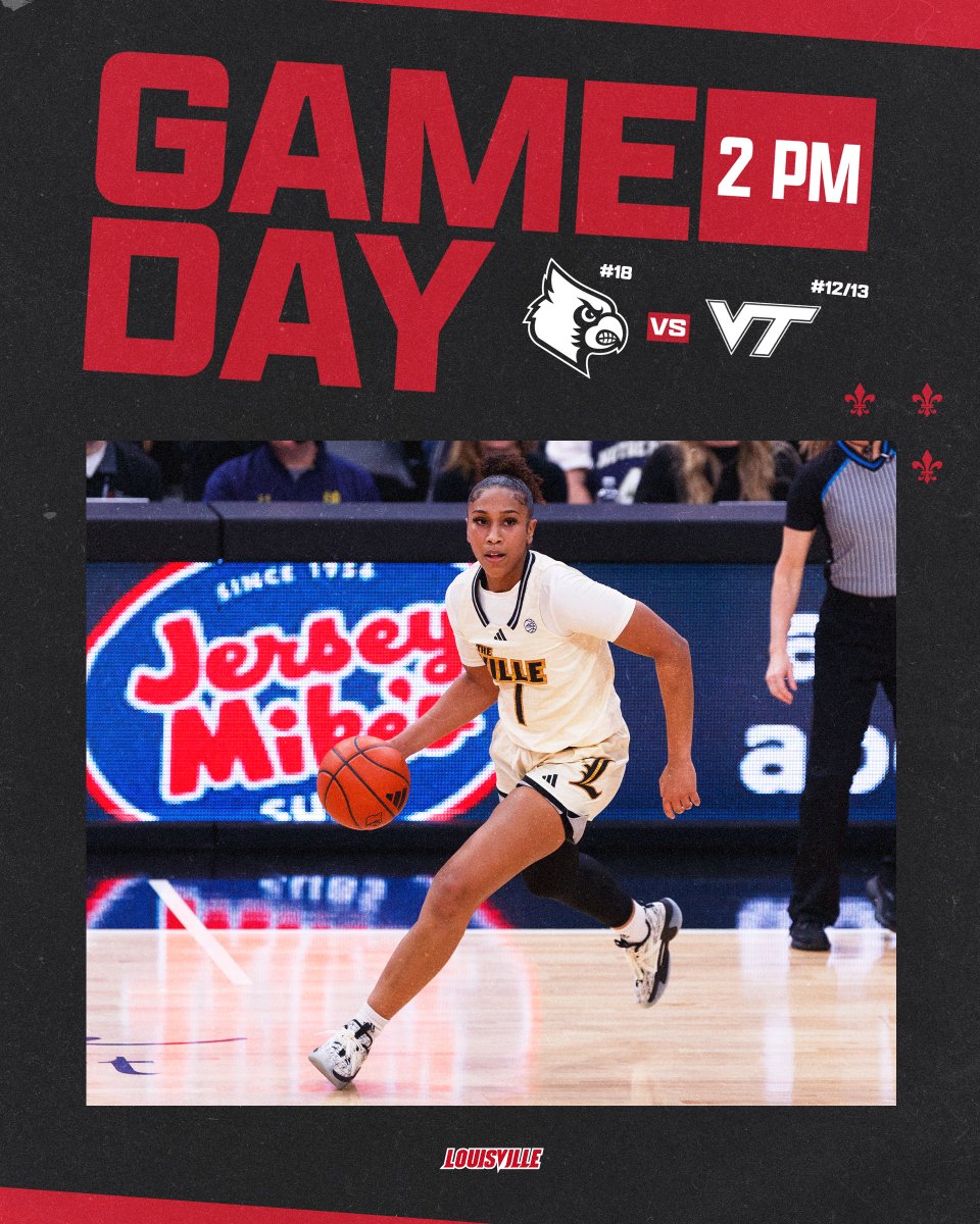 LouisvilleWBB's tweet photo. Be there. Bring a friend. Tell a friend to bring a friend. 😤

🆚 No. 12/13 Virginia Tech
🕑 2:00 pm ET
📍 KFC Yum! Center
🎟️ https://t.co/E73QXobg6G
📺 @espn
💻 https://t.co/RfWybRGdJP
📻 93.9-FM The Ville
📊 https://t.co/dafwlidLuK

#GoCards https://t.co/zrkPBNUoJT