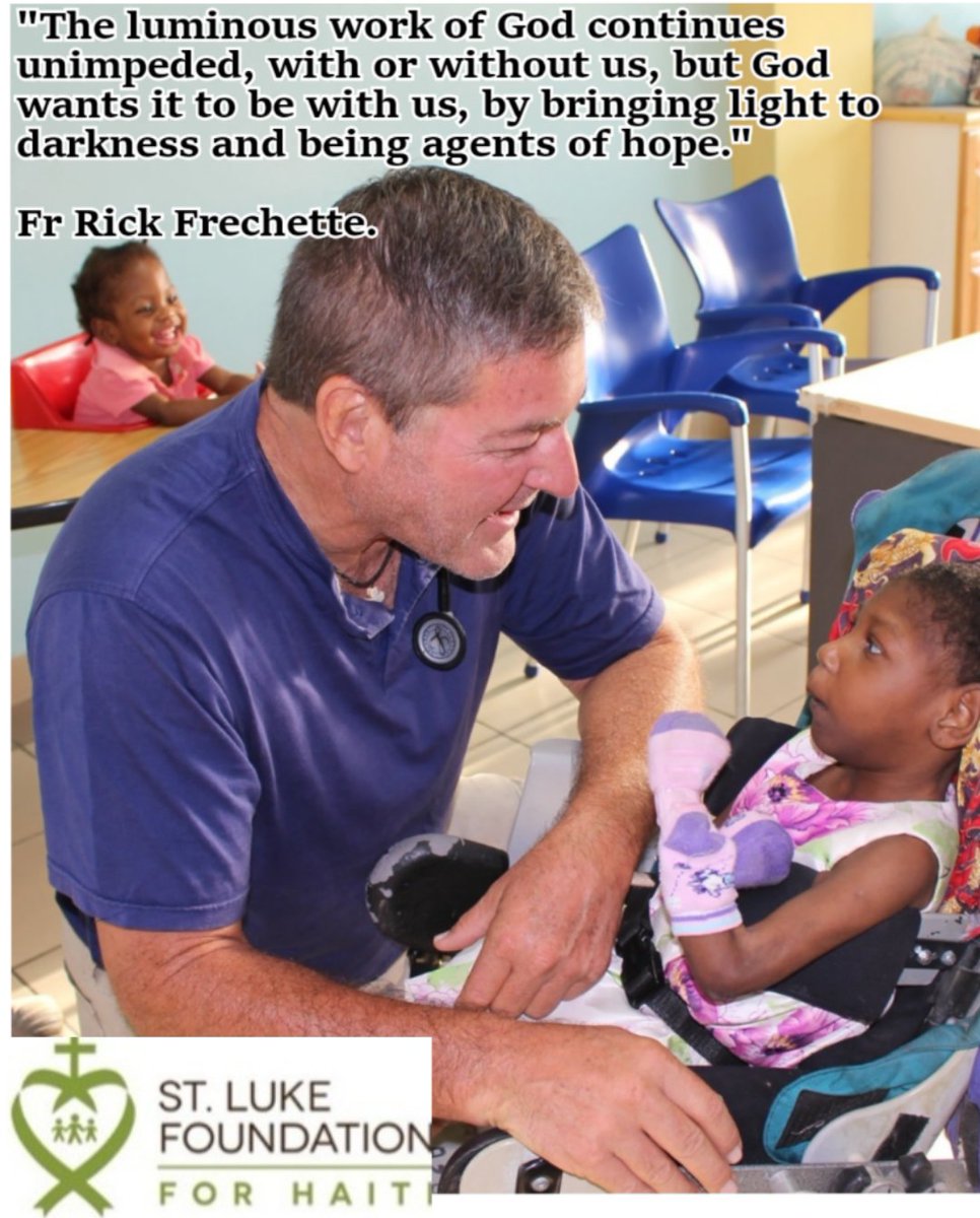 Stlukehaiti's tweet photo. "The luminous work of God continues unimpeded, with or without us, but God wants it to be with us, by bringing light to darkness and being agents of hope."
Fr Rick Frechette
#Frrick #Reflections #Stlukehaiti.org https://t.co/1UILAxe5zk