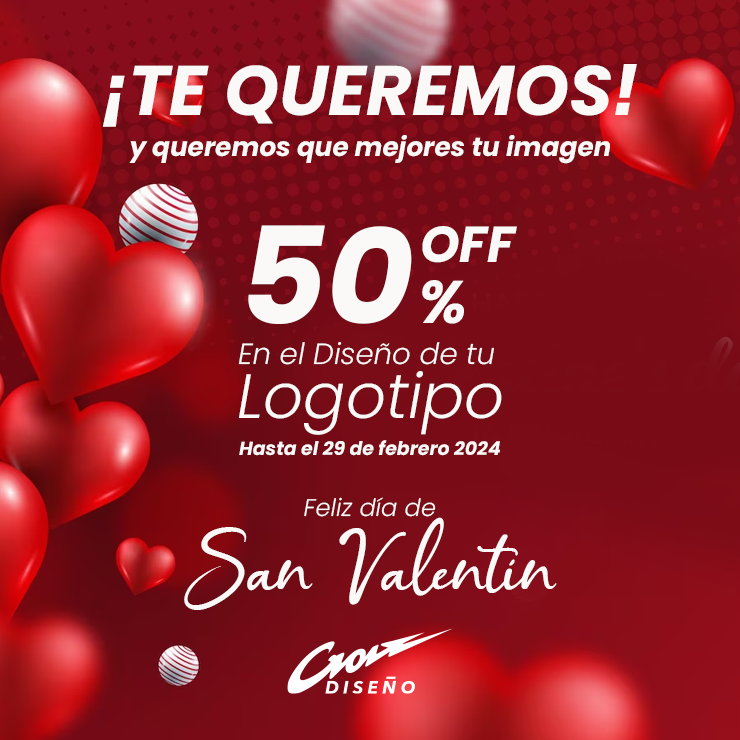 ¡Esperamos tengas un excelente día disfrutando en pareja o con tus amigos! Este mes de febrero tenemos nuestra PROMOCIÓN del AMOR 😍💘 con un 50% de DESCUENTO en el Diseño de tu Logotipo. ¡No dejes pasar esta oportunidad y mejora tu imagen! #CROIXDiseño 📲 9611350005