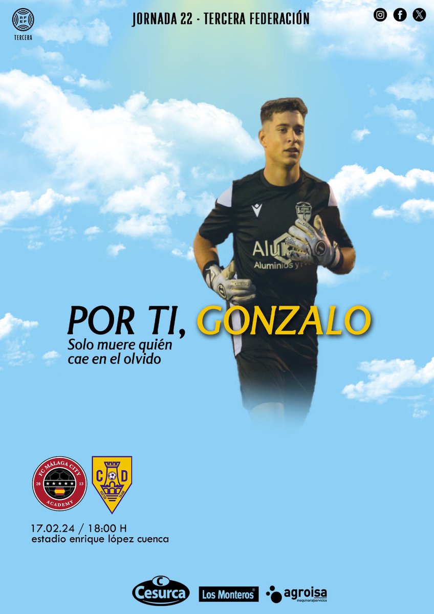 🧤𝐏𝐨𝐫 𝐭𝐢, 𝐆𝐎𝐍𝐙𝐀𝐋𝐎⚽️

Este partido lo ganaremos por ti, Gonzalo. Siempre con tu Huétor, siempre con tu pasión por el fútbol, siempre con nosotros🫂

✈️Viajaremos hasta Málaga, para enfrentarnos a el <a href="/FCMalagaCity/">FC Malaga City Academy</a> en la lucha de estos importantísimos 3 puntos

#SHT💛💙