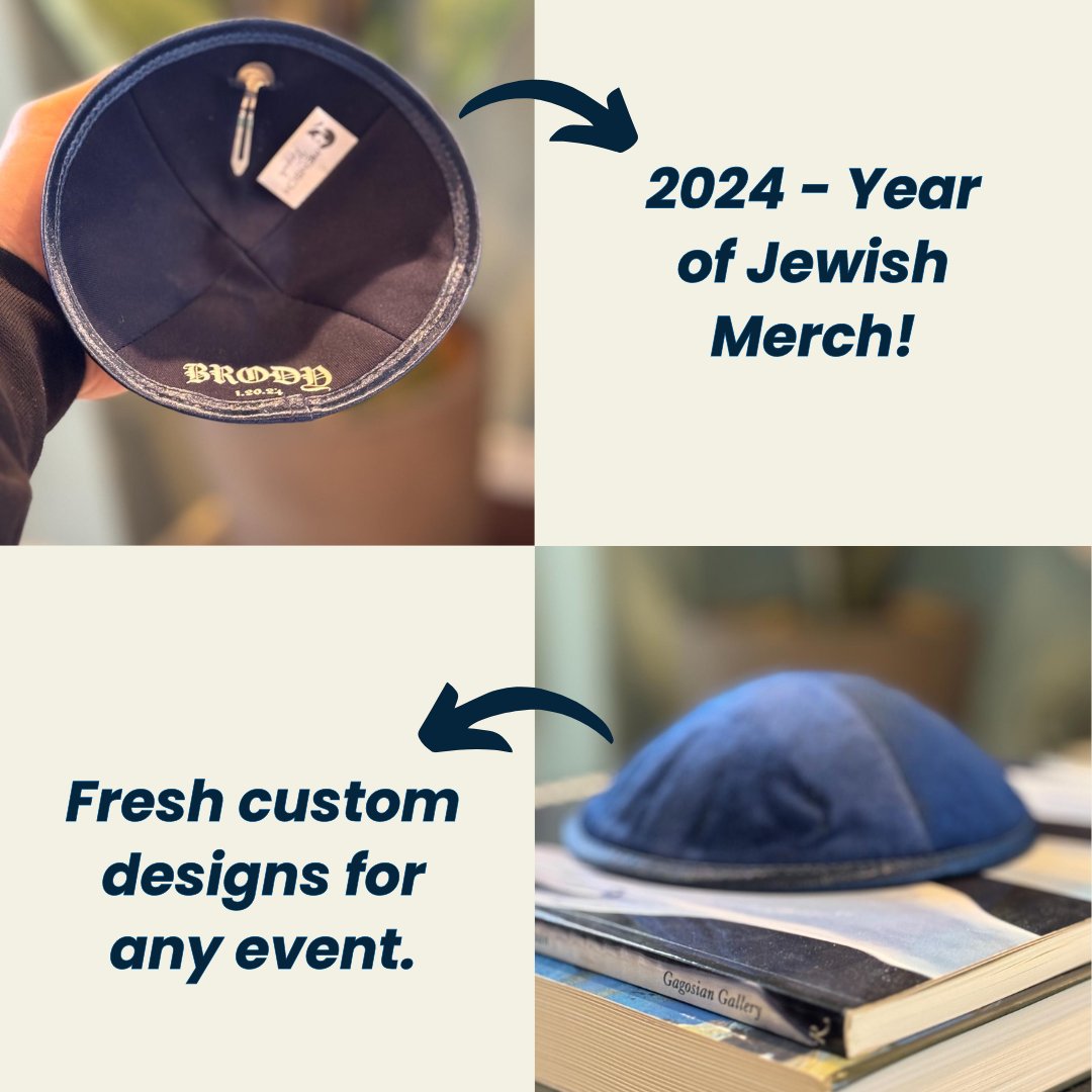Celebrate 2024 with JNP's custom Kippahs! Perfect for any event, blending tradition with modern style. 🎉✡️ #JewishMerch #CustomKippah #FaithFashion

Make every moment special with a design that's uniquely yours. #EventReady #2024Trends