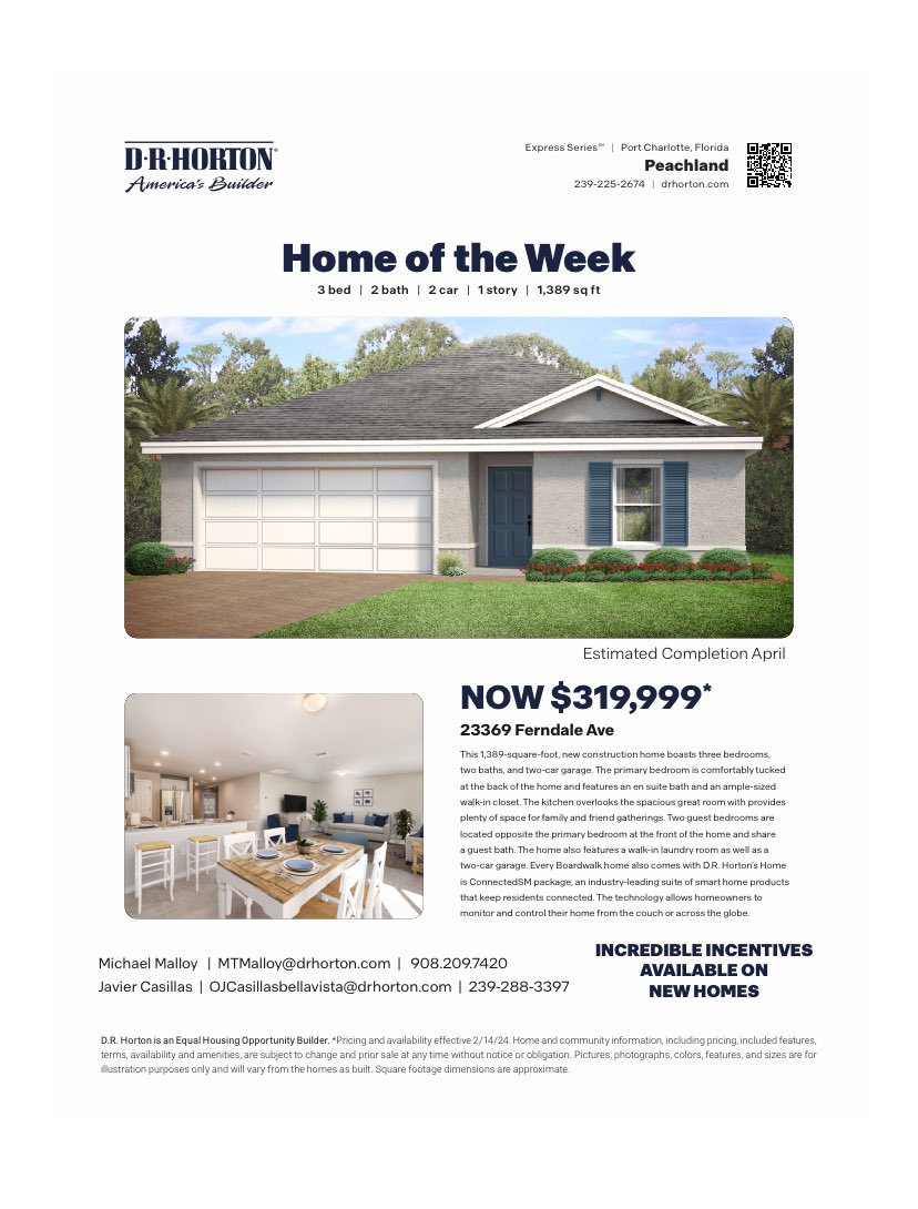 Isn’t it time you considered D.R. Horton’s Port Charlotte Spot lots. We are the best value in  Port Charlotte!  Our  Freeport plan, under construction on Ferndale Ave. $319,999.  Email mtmalloy@drhorton.com  to learn about our attractive incentives.  #portcharlotterealtor #swfl