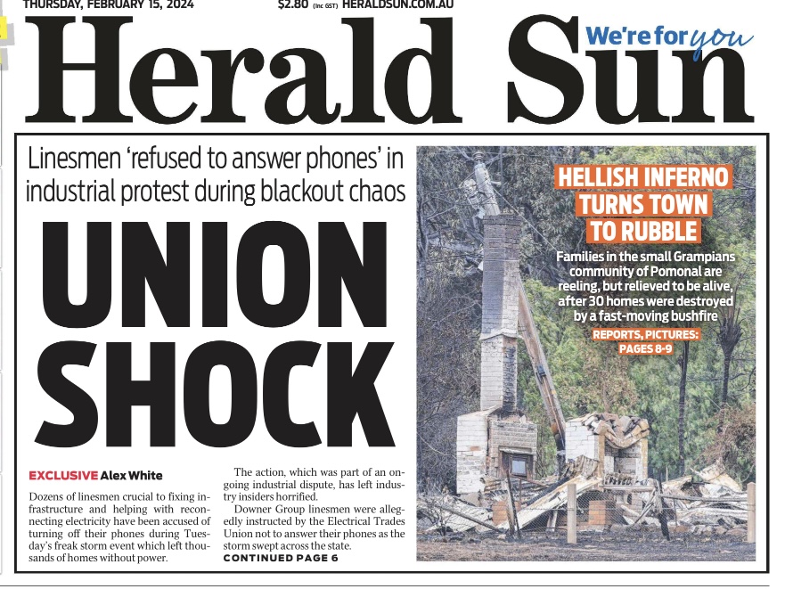 hrhmackenzie's tweet photo. 💥💥. DISGRACE…..UNION (ELECTRICAL TRADES) TOLD LINESMEN “TURN OFF YOUR PHONE” DURING THE CATASTROPHIC VICTORIAN STORMS. #melbournestorms #VictoriaHasFallen https://t.co/yOY3IkAn1w
