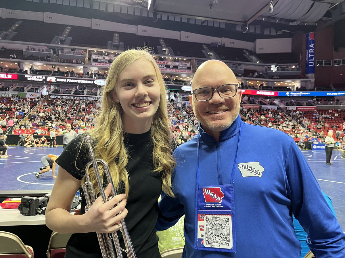 CONGRATULATIONS to Laura Carrico, Williamsburg All-State trumpet player, on an impressive performance of the National Anthem to open Session 2 of the State Wrestling Tournament!!