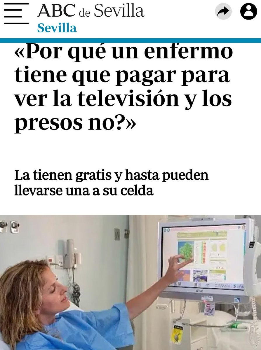 Vivimos en un país en el que la televisión para los enfermos ingresados en los hospitales hay que pagarla y donde a los presos en las cárceles sale les sale gratis...