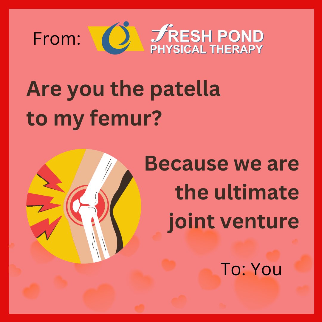 freshpondpt's tweet photo. What do physical therapists give their loved ones on Valentine's Day? Tender, loving care. 

Happy Valentines day for the FPPT Family to yours!⁠
⁠
#physicaltherapy #valentinesday #physio https://t.co/CxsYjS93G4