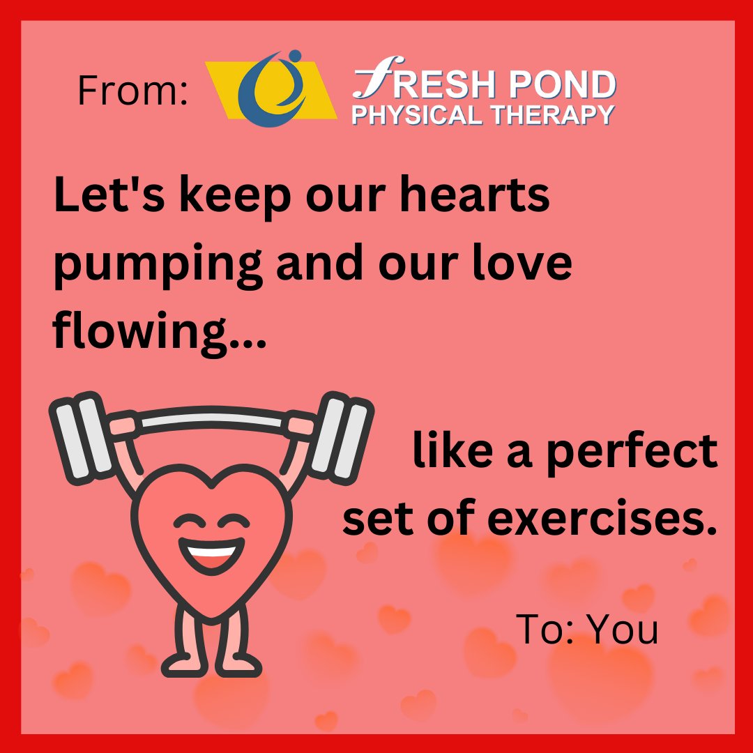 freshpondpt's tweet photo. What do physical therapists give their loved ones on Valentine's Day? Tender, loving care. 

Happy Valentines day for the FPPT Family to yours!⁠
⁠
#physicaltherapy #valentinesday #physio https://t.co/CxsYjS93G4