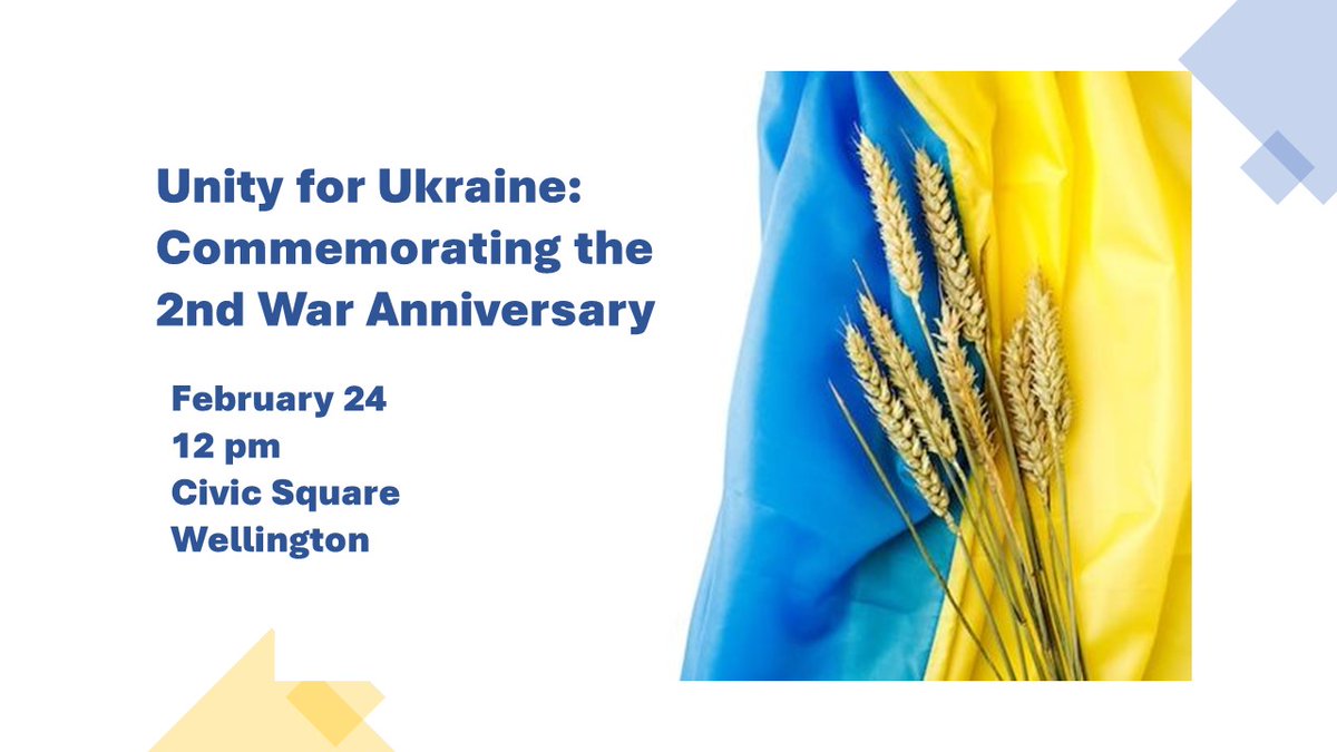 EUinNZ's tweet photo. Stand with Ukraine 🕊️
Join us &amp; the Ukrainian Gromada of Wellington, Feb 24, Civic Square. 
Moment of silence, candlelight vigil, cultural echoes. Your presence amplifies our call for peace.
#UnityForUkraine #EUSolidarity https://t.co/a3UP3OYvCd