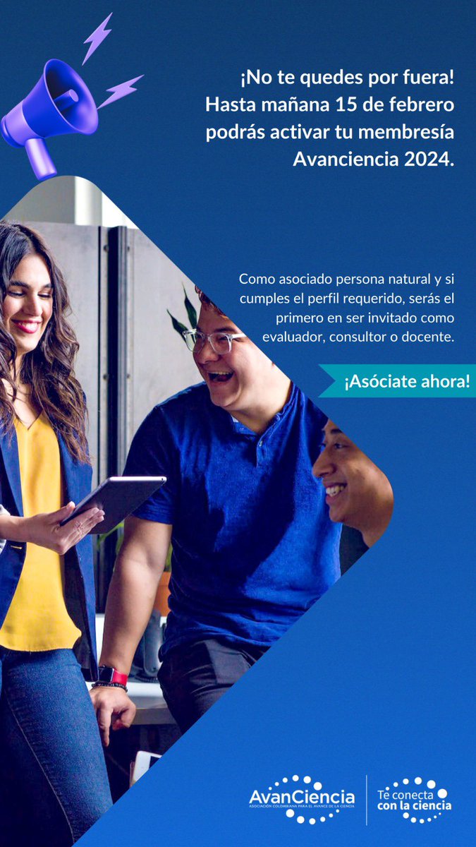 💡Aún estás a tiempo de activar tu membresía AvanCiencia y tener la oportunidad de ser invitado como evaluador, consultor o docente. 

Activa tu membresía aquí 👉🏻 lnkd.in/gmGDVK2i