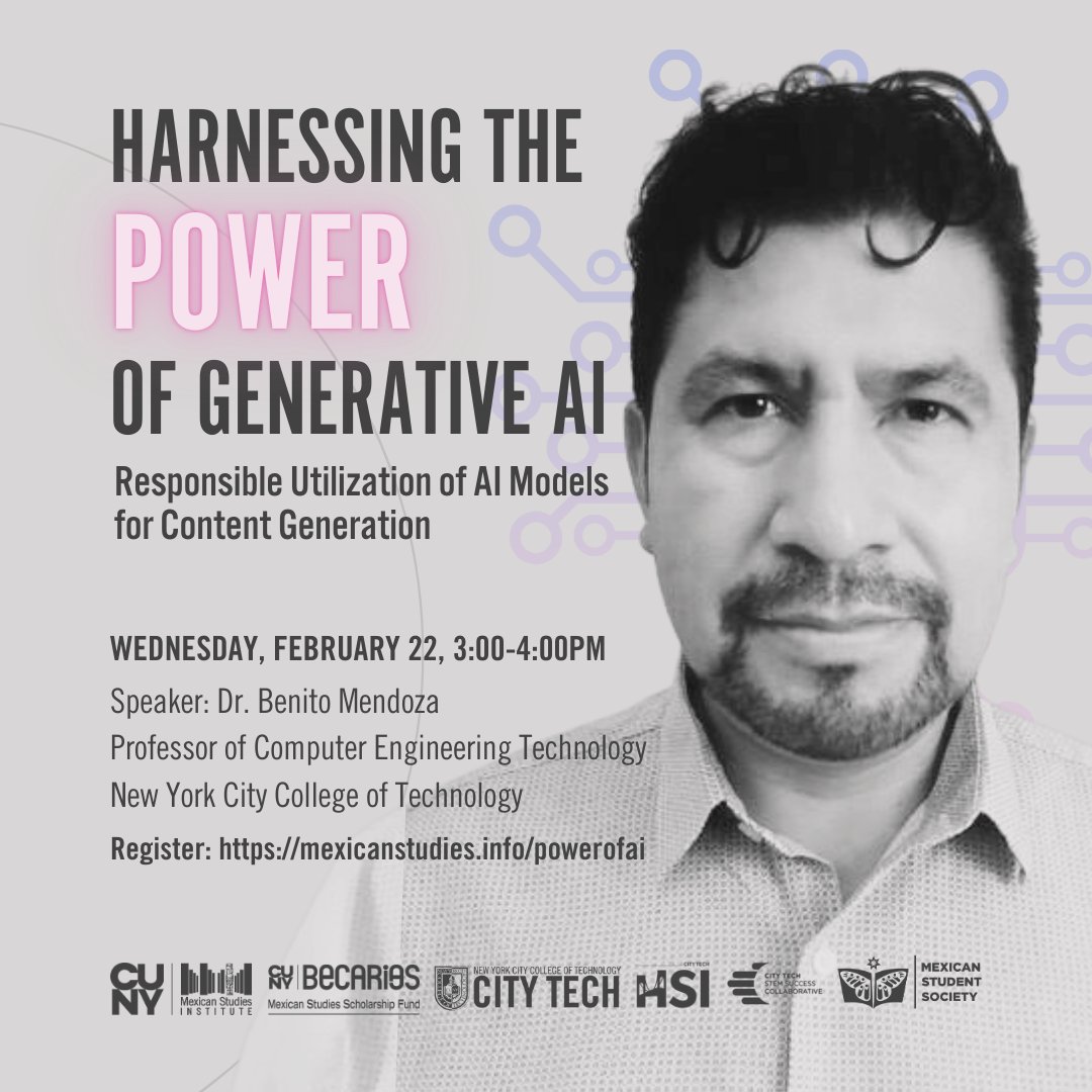 Join this talk and learn about the ethics, content creation, limitations and ways to prevent misuse of ChatGPT among other AI models. Link to register: mexicanstudies.info/powerofai. #ai #artificialintellgence #seminar #chatgpt #genai #meta