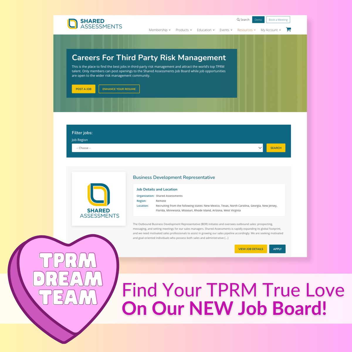Sending you hugs, kisses, and a brand new #JobBoard for #RiskManagement this Valentine’s Day! 🩷 

This is the place to find the best jobs in third-party risk management and attract the world’s top #TPRM talent. 
 
Find Your TPRM True Love Today! ow.ly/Azjg50QBqVe