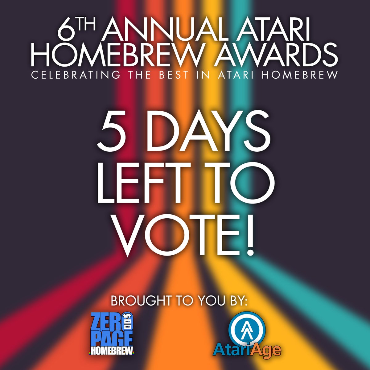 zeropagehomebre's tweet image. ONLY FIVE DAYS LEFT TO VOTE IN THE 6th ANNUAL ATARI HOMEBREW AWARDS!

VOTE HERE: forums.atariage.com/topic/356719-6…

Vote for your favourite games of the year for #atari2600, #atari7800, #atari8Bit, #atariLynx and #atariJaguar!

HUGE thank you to our sponsor @AtariAge!
