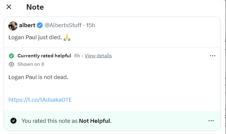AlbertsStuff's tweet photo. Report the community note. They are Lying to you. https://t.co/7dALfJkUta