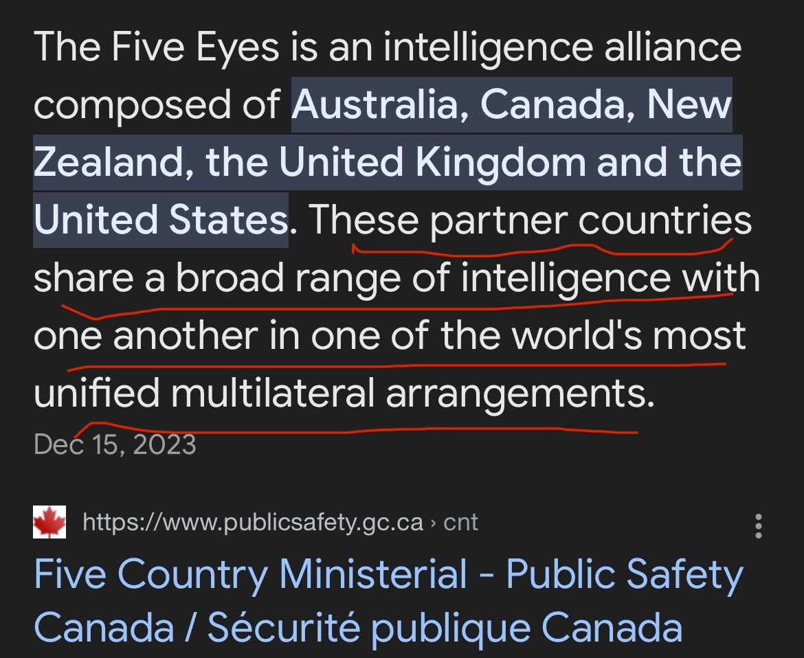 FVEY = Five Eyes 
This is one way to bypass your constitutional right as an American citizen.