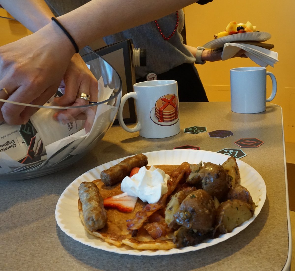 The sNOw day delayed our ChemE pancake brunch but it was still just as sweet today!