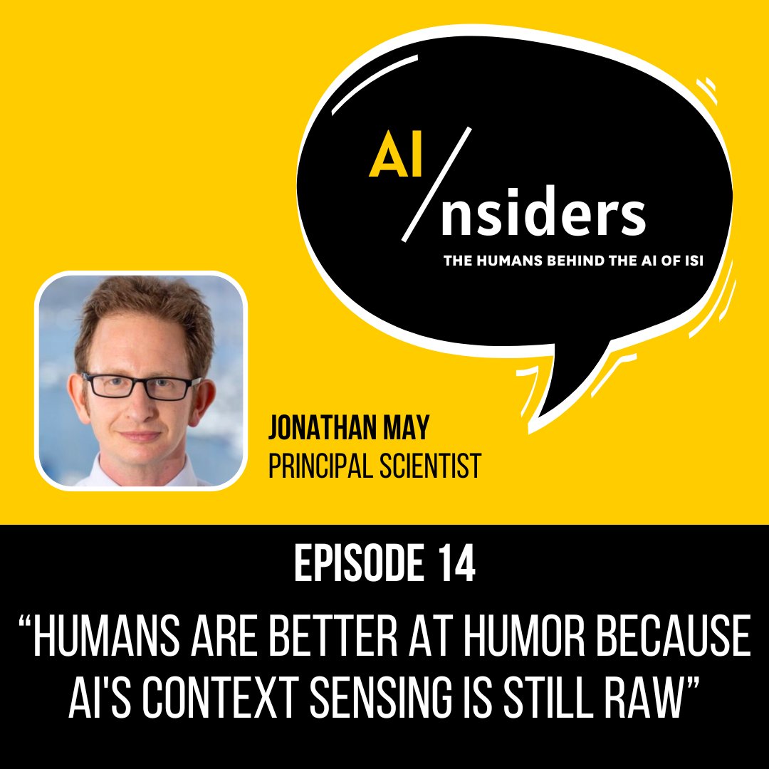 AI/nsiders, ISI's podcast, is hosted by AI Division Director Adam Russell. In this epsiode, @jonathanmay , who works as a Principal Scientist at ISI, shares how his interests in acting and comedy connect to his current work as a professor. Listen now: bit.ly/42DHSAQ