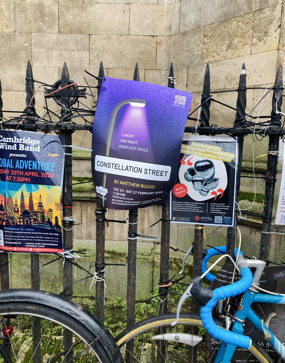 Spotted several posters for <a href="/MatthewBulgo/">Matthew Bulgo (he/him)</a> ’s #ConstellationStreet in Cambridge today. One night under Cardiff skies, four lost souls go searching for answers...
On for four more nights: adctheatre.com/constellation

#Cardiff <a href="/adctheatre/">ADC Theatre</a> <a href="/CUADC/">CUADC</a> <a href="/HarrietHaylock/">Harriet Haylock</a> <a href="/constellationHH/">Constellation Street</a>