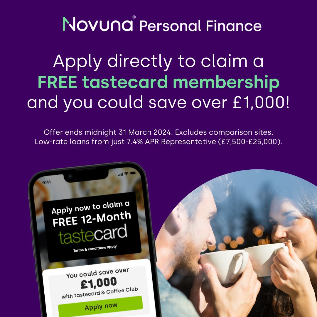 Get a loan directly before midnight on 31 March and claim a FREE 12-month tastecard! You could save over £1,000 in 2024. Our loans start from just 7.4% APR Representative (£7,500 to £25,000). Find out more 👉 ow.ly/a0ib50QB76k