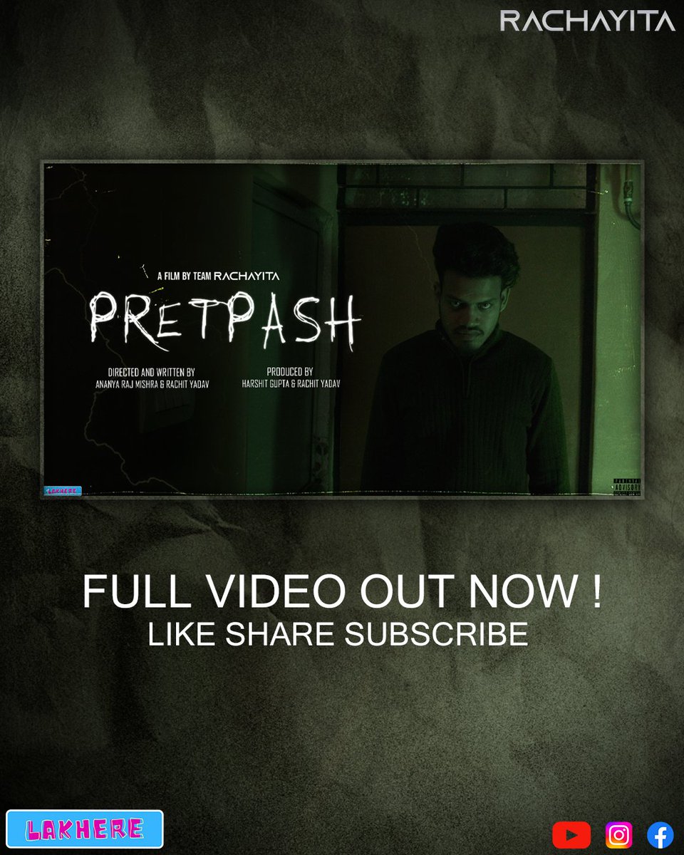 harshitgpt01's tweet image. 🌟✨ Unveiling the  new project of Lakhere ✨🌟 

youtu.be/dQ_gmKMV3fs?si…

 *PRETPASH* 
BEYOND INFINITY.
#SHORTFILM#
#horror#

Stay tuned and keep following Lakhere for more Lakhere Panti

#shorts #shortfilm #Movies #Bollywood #ValentinesDay #photography #cinematic #YouTube