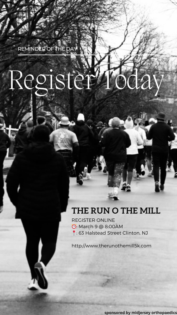 TheRunOtheMill's tweet image. There’s still time to sign up for Run O’ The Mill 5K with your Valentine! 💌

➡️ REGISTER ONLINE 
⏰: March 9 @ 8:00AM 
📍: 63 Halstead Street Clinton, NJ