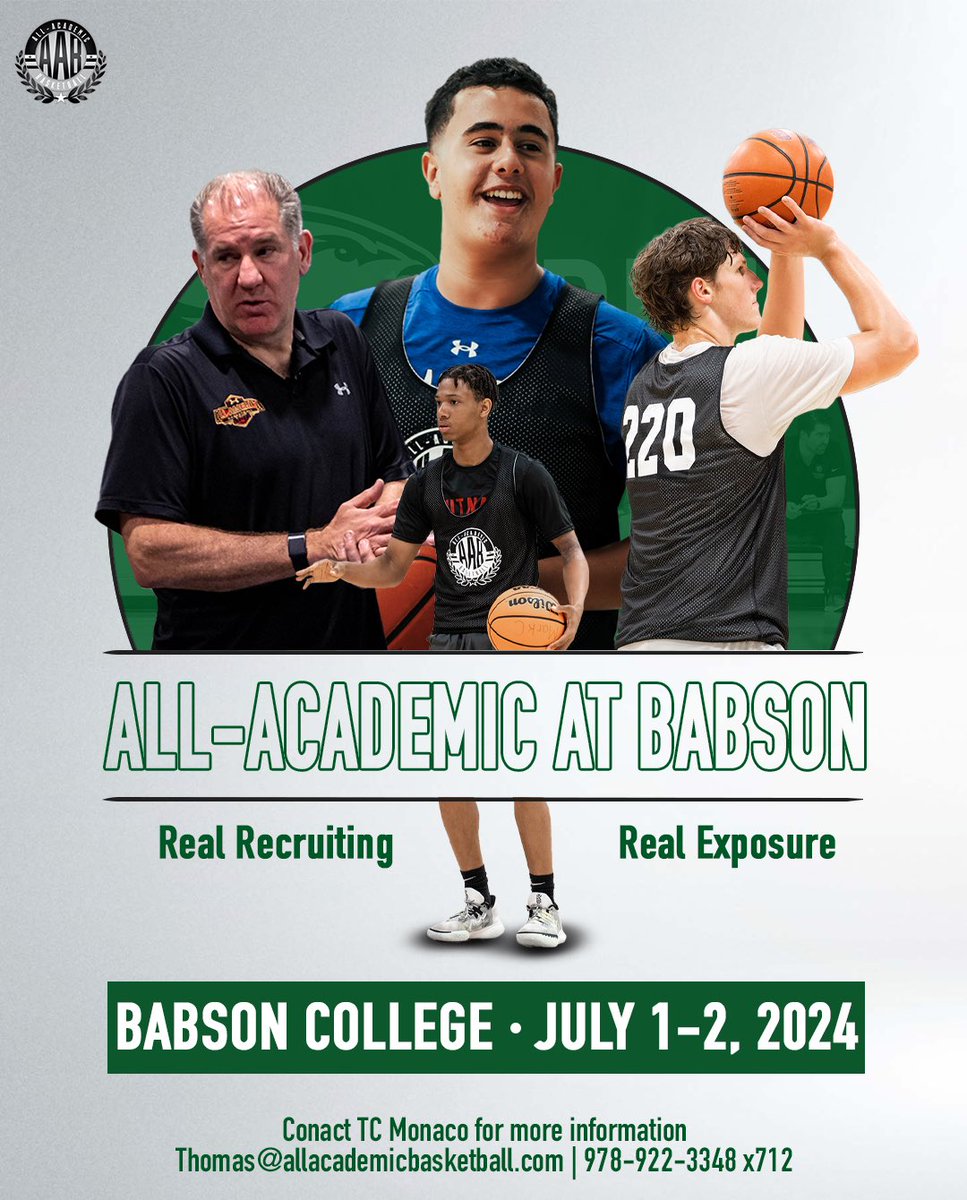 2024 #AAB @ Babson 

The most prestigious academic platform on the 🌎 is back!

🏀 200+ College Coaches 
⛹️‍♂️ 500 Student-Athletes
📚 Expert Guest Lectures

⬇️ Guaranteed sellout, register today!
🔗 shorturl.at/fgsLU