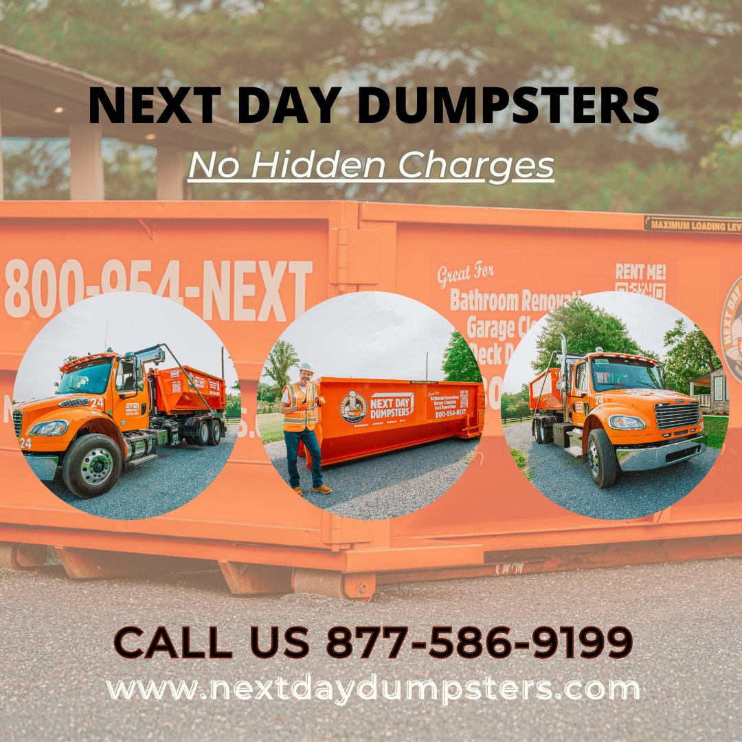 Looking for, hassle-free way to dispose of your junk? Next Day Dumpsters offers affordable roll-off dumpster rentals that are perfect for any of your disposal needs.
With us; you get straightforward price quote that includes delivery, pick up, disposal, &amp; extended rental period.