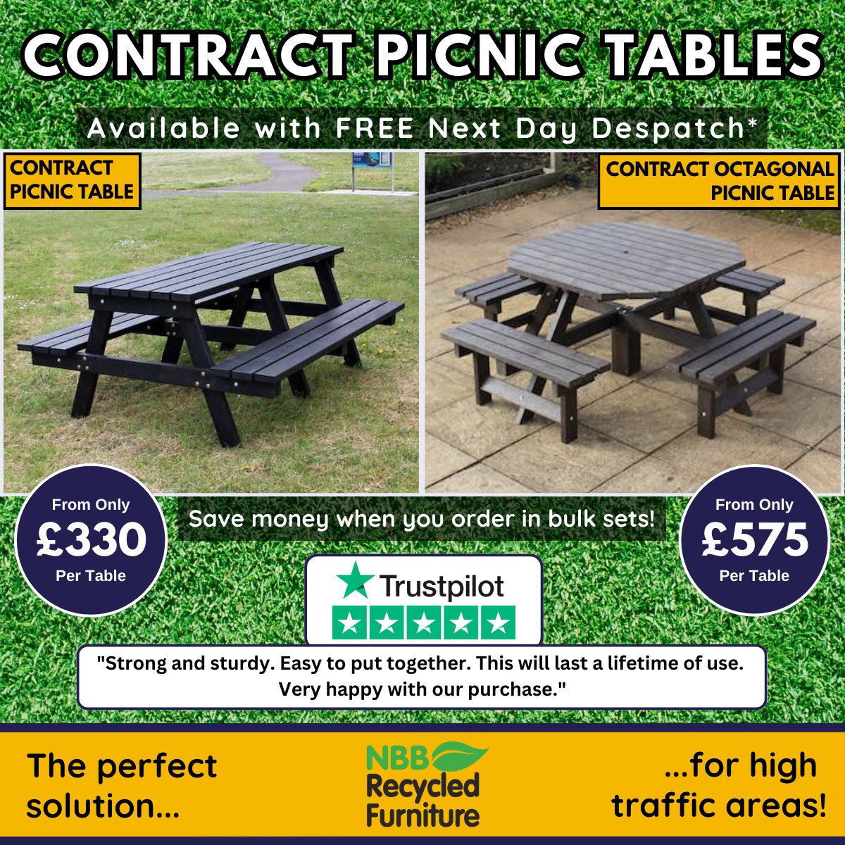 Upgrade your outdoor furniture for a fraction of the cost & be prepared when heading into the busy spring months! Contract Picnic Tables are available in larger bundles! Click this link & find out more: bit.ly/3OLoRH3 #NBBRecycledFurniture #contractdeals #picnictables