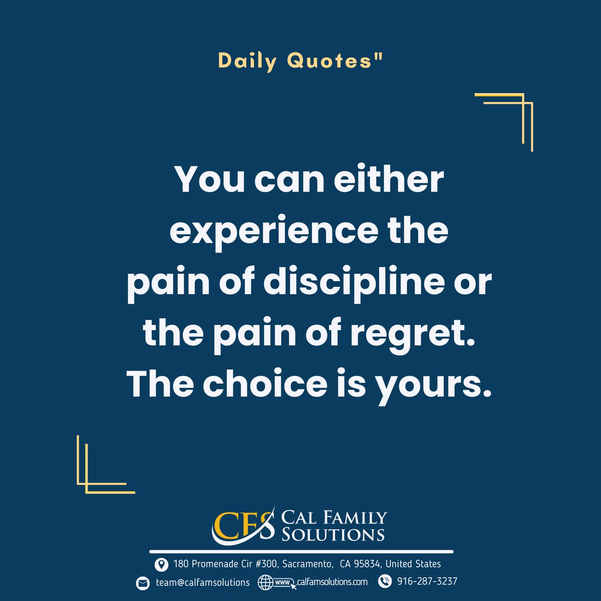 You can either experience the pain of discipline or the pain of regret. The choice is yours. — Unknown 😣🙇🏽😣🤦🏻‍♂️
#Discipline #Regret #Choices #Inspiration #divorcesupport #divorcerecovery #divorcecoach #relationship #woman #Dailyquote #instaquote #momlife #quoteoftheday #familylaw