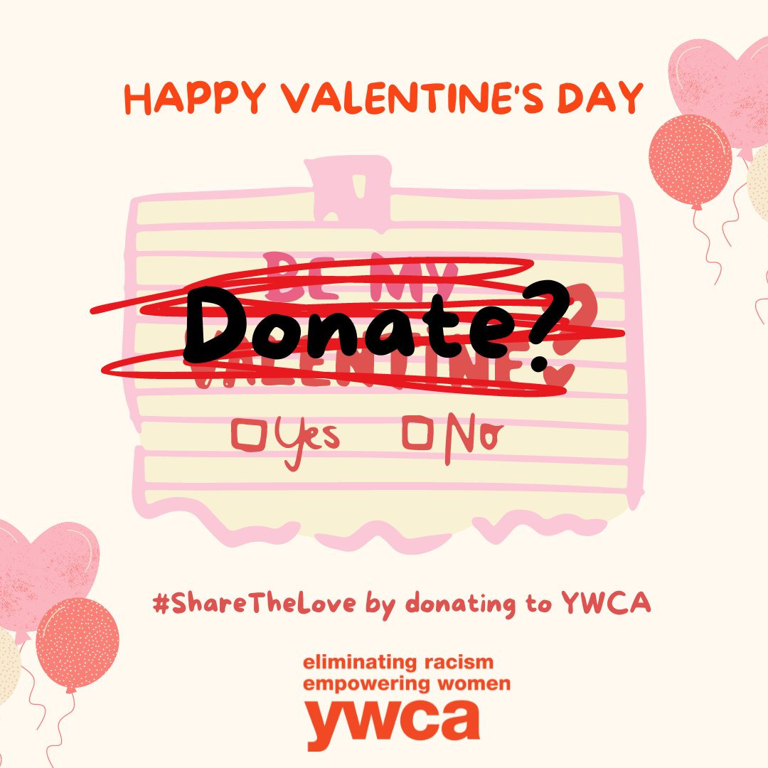 Happy #ValentinesDay! On this global day of love, the YWCA movement celebrates our love of the essential work we do every day to #EliminateRacism and #EmpowerWomen! We invite you to #ShareTheLove for our mission by donating to YWCA today 🧡 bit.ly/49ygOW8