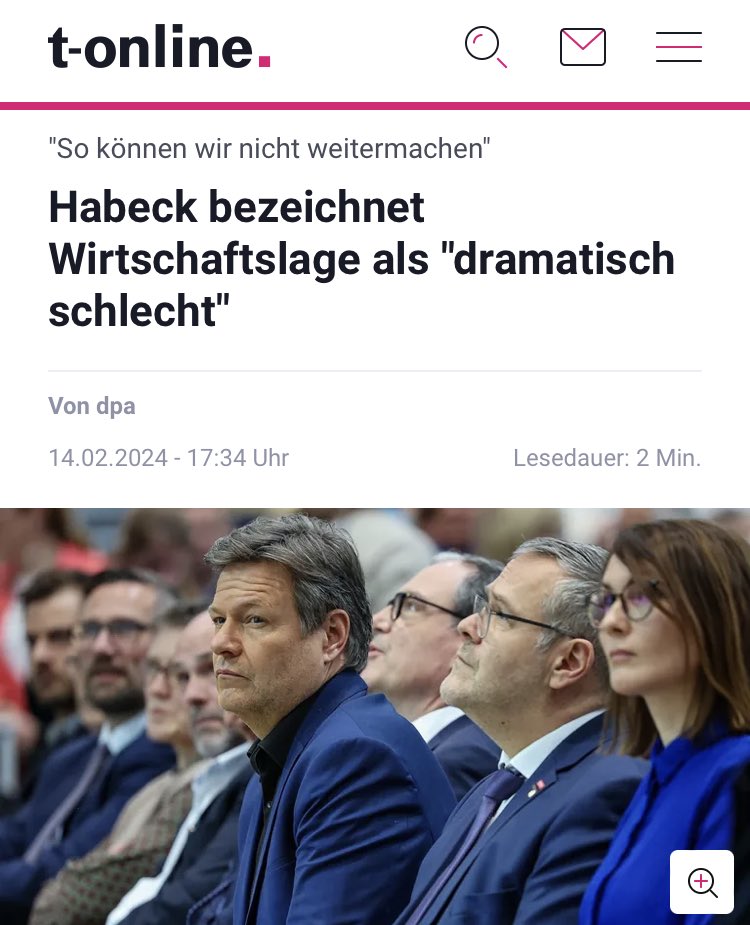 Das grüne Wirtschaftswunder ☝️🤩

Bundeswirtschaftsminister Robert Habeck schaut mit großen Sorgen auf die Lage der deutschen Wirtschaft. Der Grünen-Politiker kündigte am Mittwoch in Leipzig an, die Bundesregierung werde ihre Konjunkturprognose für dieses Jahr deutlich senken.…