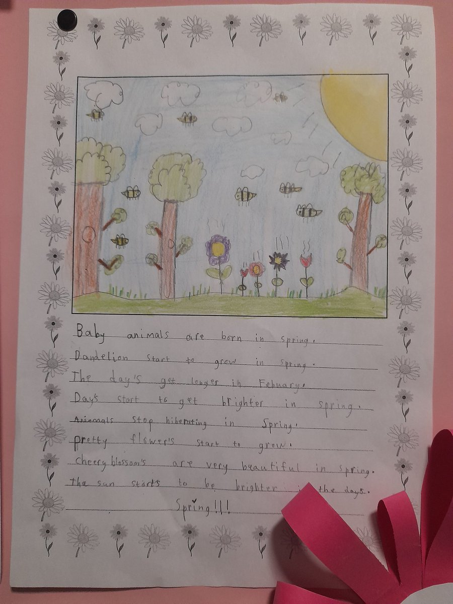 Ms.Hackett's 2nd @TogherGirls have been very creative this week integrating their art with #creativewriting.
We especially love their #springflowers.
@PDSTLiteracy
@CrawfordArtGall @cork_cesc @OidePrimarySTEM #paperflowers #freewriting #togher