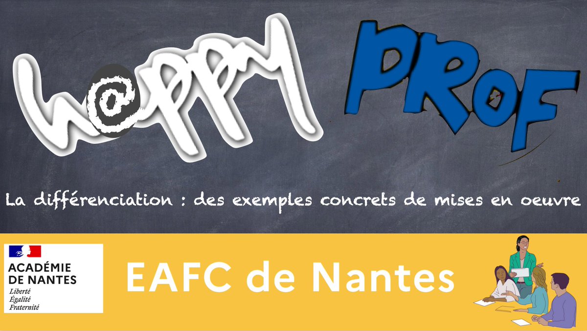 VHappyprof's tweet photo. Aujourd’hui sur H@ppy Prof et pour l’EAFC de Nantes, l’épisode 2 de la différenciation : des exemples concrets de mises en œuvre au sein de la classe.
https://t.co/6oQMiIv3oM https://t.co/2R0gDTvKxn