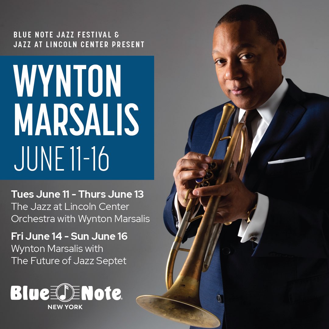 Get ready for an extraordinary collaboration as Blue Note Jazz Festival and @jazzdotorg proudly present the one and only @wyntonmarsalis live at Blue Note Jazz Club! Join us for an unforgettable evening and witness jazz history in the making! bluenotejazz.com/nyc/shows/?eid…