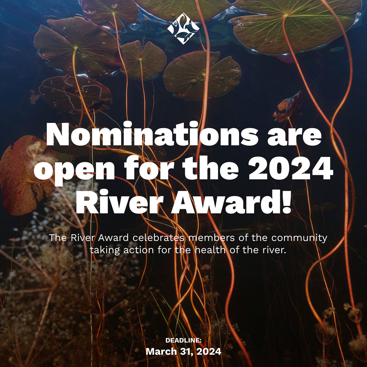 📣Nominations are open for the 2024 River Award!
The River Award recognizes and celebrates members of the community who are taking action to protect and improve the health of the river and regional watersheds. Nominations can be submitted here: forms.office.com/r/UrfhE7Cjgw
