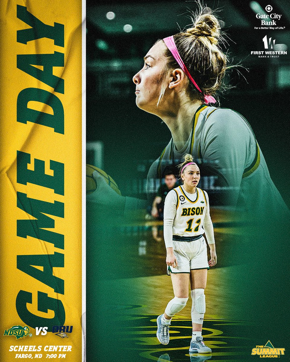 NDSUwbb's tweet image. Time for buckets.

🆚: Oral Roberts
⏰: 7:00 PM
📍: Fargo, ND
🏟️: Scheels Center
📺: bit.ly/SuMMitLN
📻: bit.ly/B1660L
📈: bit.ly/3UBlYfN