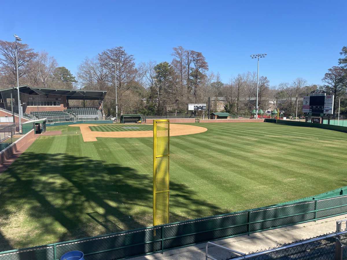 Every year there’s a day in February when the old field decides to “pop”. Yesterday was that day. Stripes are a little more defined🙂 We’ll be on it March 6 for Little League tryouts!!!