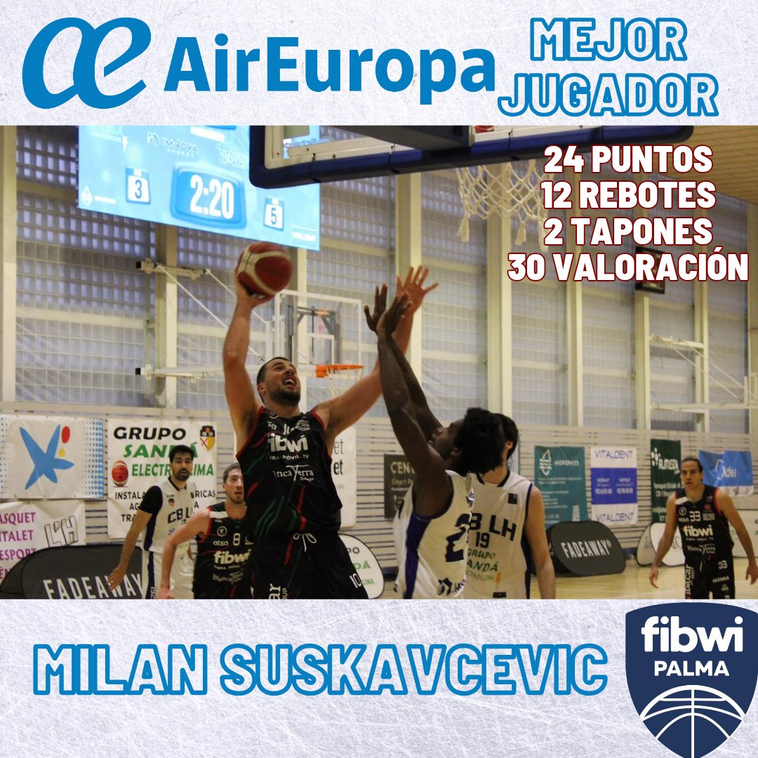 BahiaSanAgustin's tweet photo. Mejor jugador y máximo reboteador del partido en Hospitalet. Actuación memorable de nuestro capitán @Milansuska14
Gracias #AMPROPERTIES y @AirEuropa https://t.co/BOfmz63tMn