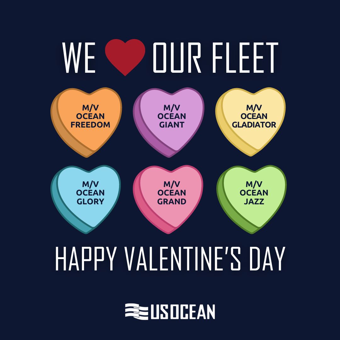 usoceanllc's tweet photo. We LOVE our fleet! Happy Valentine's Day from all of us at US Ocean.
#shipping #shippingindustry #happyvalentinesday #maritime #usflag #chartering #oceantransportation #logistics https://t.co/ajxitf7hQB