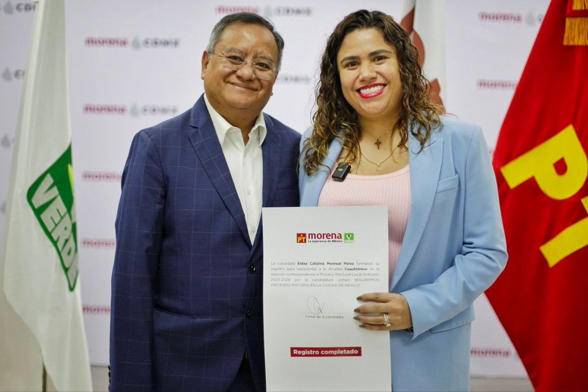 Sebas_RM's tweet photo. Seguimos con los registros de las y los compañeros que van a representar a nuestro Movimiento en la Ciudad. Esta mañana @catymonreal_ formalizó su registro a la Alcaldía Cuauhtémoc. ¡Enhorabuena, Caty! https://t.co/apHtAmVDCO