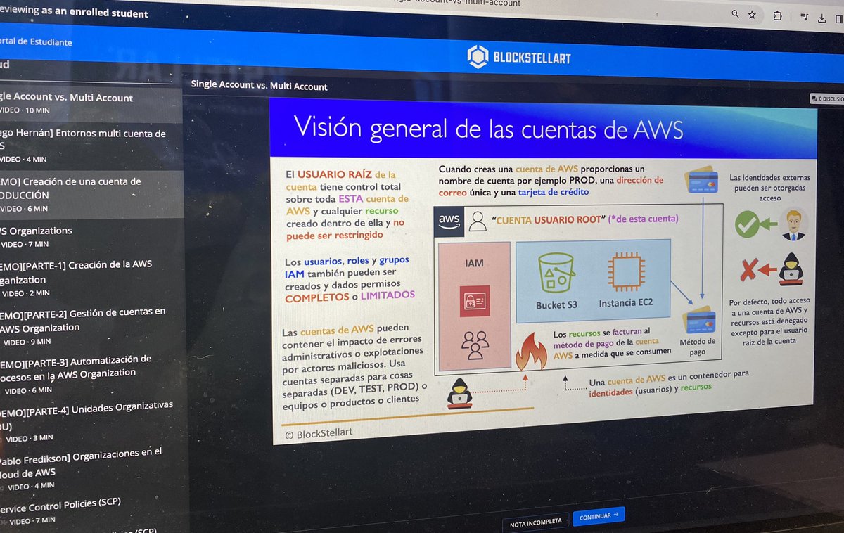 El Bootcamp de AWS está totalmente orientado al mundo profesional.

Como deben usar las empresas AWS, proyectos prácticos reales, charlas con profesionales, etc…

Ya van más de 100 clases grabadas 👀