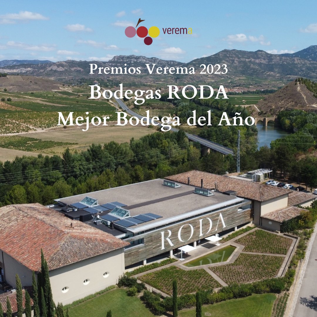 BodegasRoda's tweet photo. ¡Felices de recibir el premio a Mejor Bodega del Año de los Premios @Verema 2023! ¡Gracias a todos los que, con vuestros votos, lo habéis hecho posible!🍷

#BodegasRODA https://t.co/uPEU7VuEcW