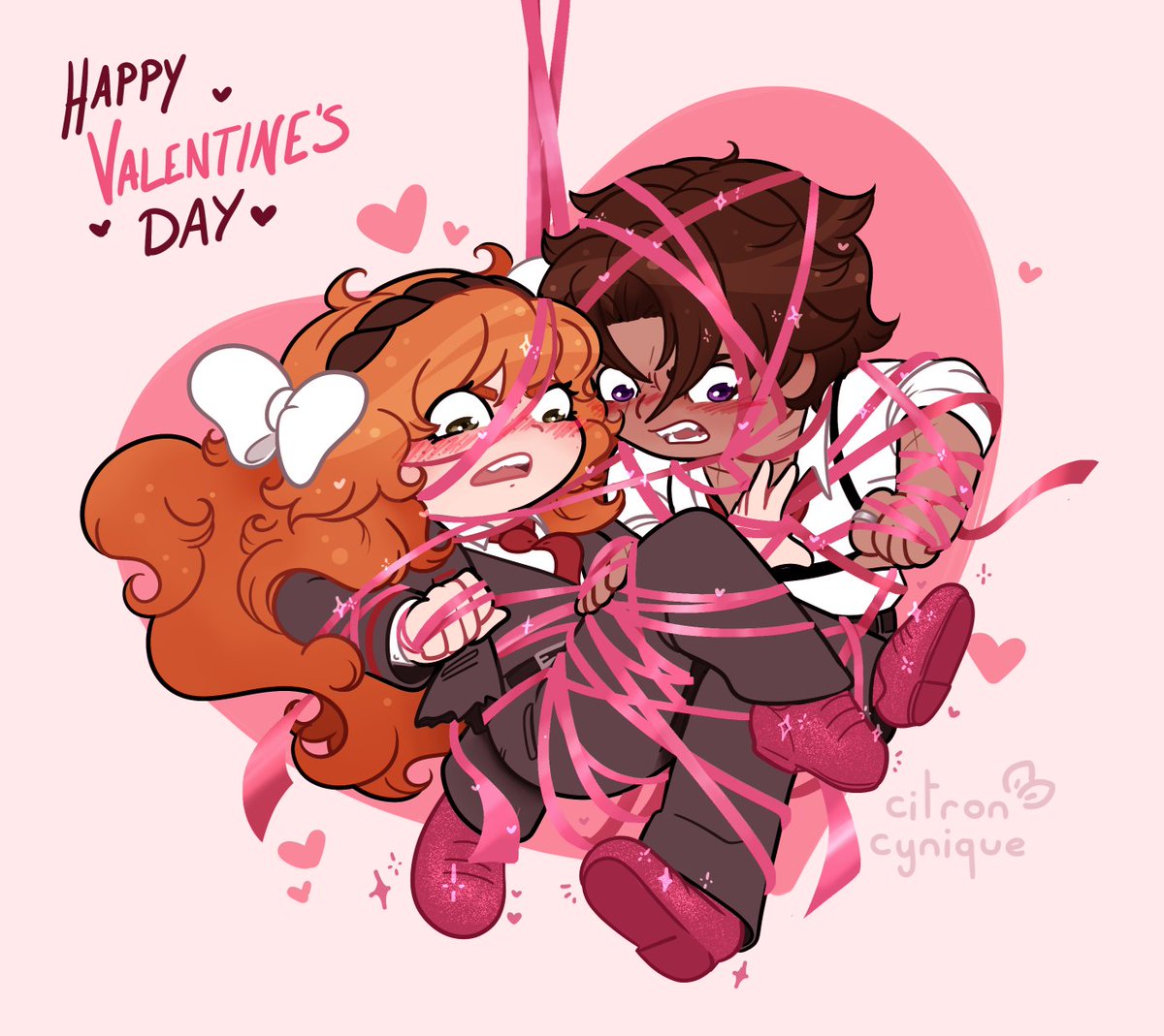 ✨💖 HAPPY VALENTINE'S DAY💖✨

I love my horrible little star-crossed loathers ✨ I had to tie them up in those ribbons, they were calling for them!

#LimbusCompany #每日一78 #LCB78 #Heathmael 
🎀✨💜🧡🌩️⛪️✨🎀