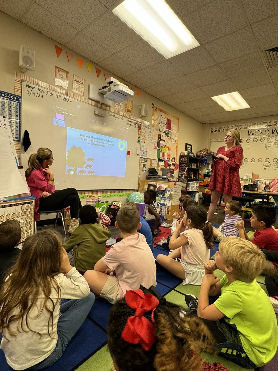 lindsaybcross's tweet photo. I’m so impressed by the students in Mrs. G’s class! @katgracea led an intro on #Keynote where students turned on AirDrop, accepted the file, wrote their name, added &amp; animated shapes in their math problem. Kinder kiddos CAN do hard things! #RISDWeAreOne @MPEPanthers @AppleEDU https://t.co/TNZVTyMOjY