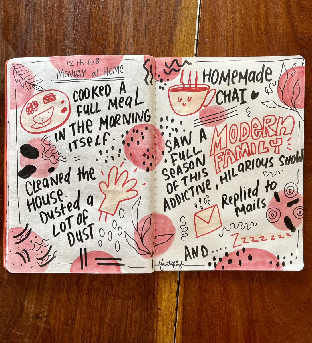 MamtaSinghArt's tweet image. 12th Feb | When Monday is your new Sunday.

..

#doodlejournal #journaling #journalspread #dailyjournal