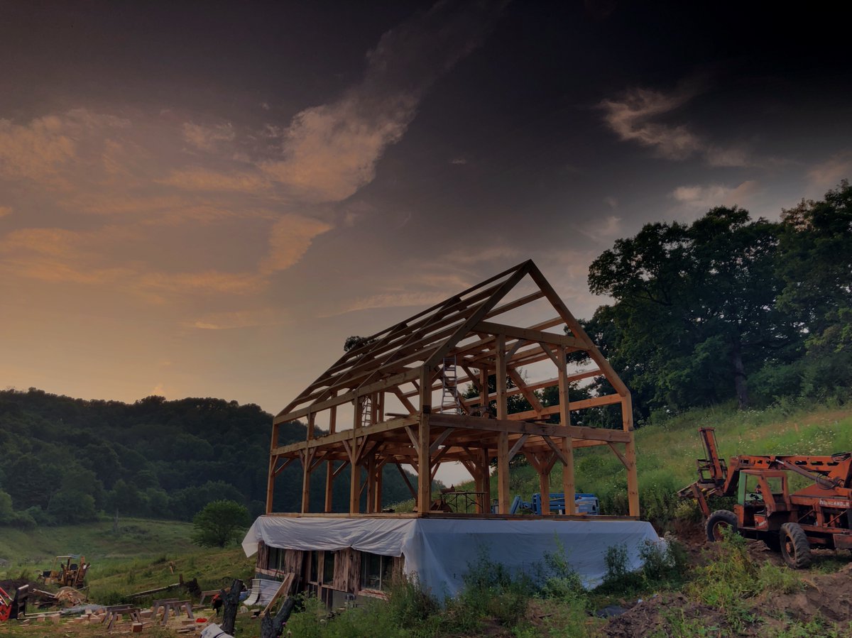 8 years ago, with no real building experience, I decided I  wanted to turn some of our trees into a house that would last 500 years, so I bought a cheap used saw mill and some timber framing books, made a few sketches, and started cutting down trees.
