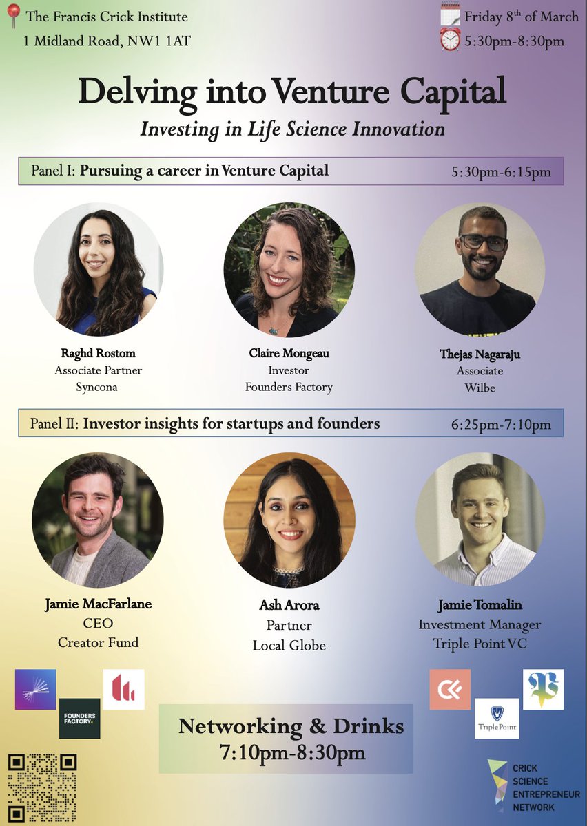 🌟Dive into the intersection of Science and Venture Capital with the Crick Science Entrepreneur Network🌟

When: Friday 8th of March 5:30pm-8:30pm
Where: The Francis Crick Institute
Register: lu.ma/tlnbssnp
