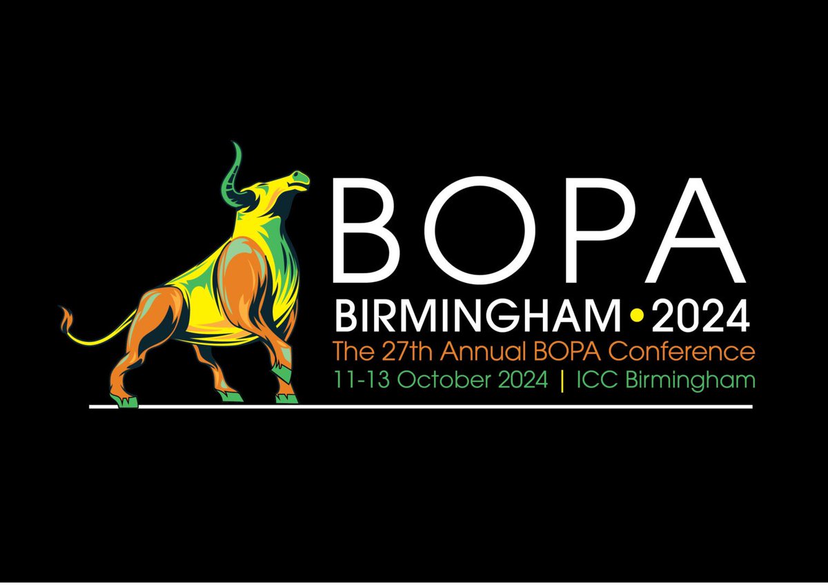 An important date for your diaries: The 27th #BOPA Annual Conference, 11-13 Oct 2024, ICC Birmingham. Early bird rate for BOPA members: £300 (inc. VAT) register by Mon 16 Sep Registration will open shortly. #BOPA2024   For more information please click: bopa.org.uk/latest-symposi…