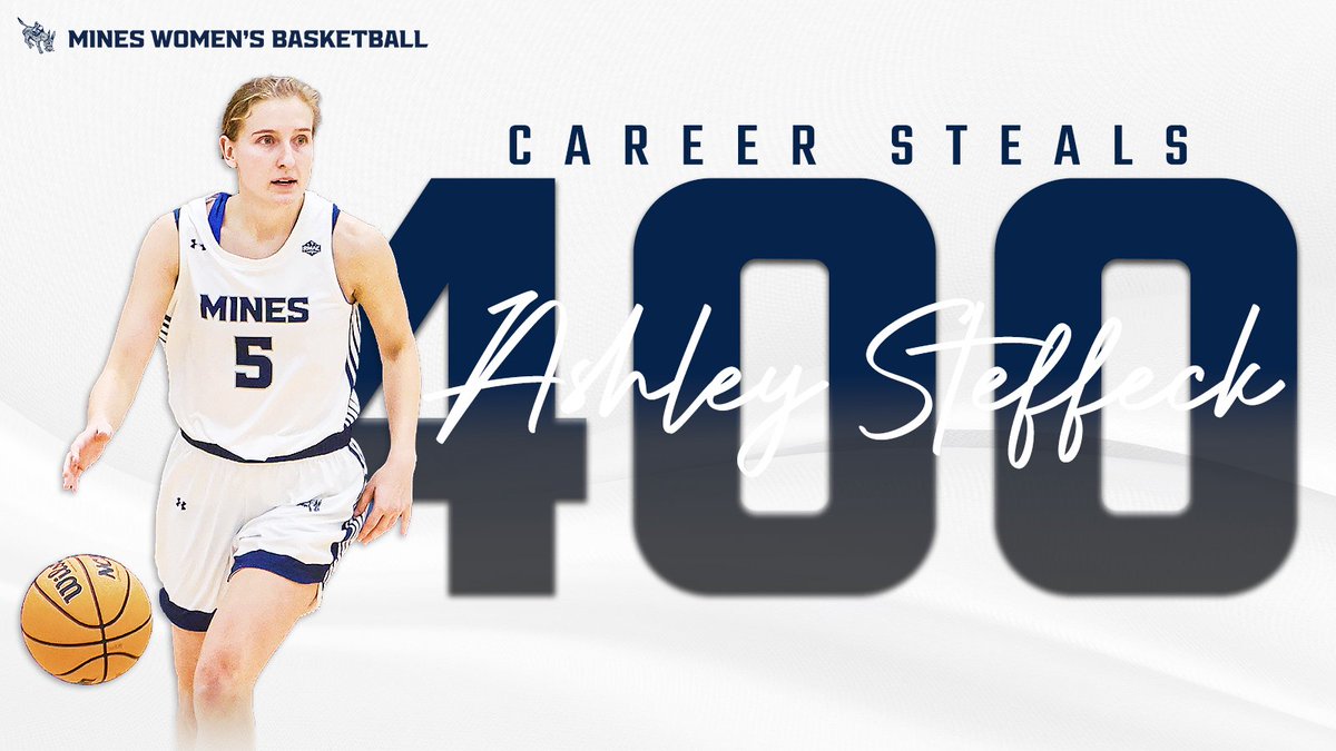 MinesWBB's tweet image. Ashley Steffeck is officially the first Oredigger - man or woman - to ever record 400 steals in a career.

She hit the mark on the nose after five swipes against South Dakota Mines last Saturday. #HelluvaEngineer